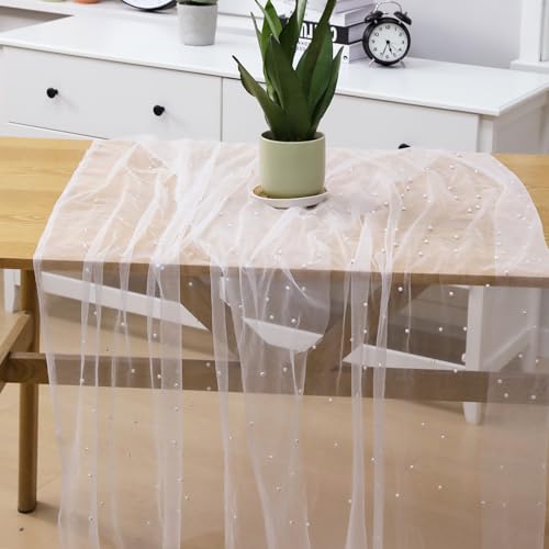 Xthrotsenk Tischläufer mit Perlen, 3 m, weißer Tüll, Tischdecke, Hochzeitsschleier, Valentinstag, Dekoration, Paillettenspitze, Dessert-Tischdecke, Diamanten, Party-Dekorationen, Deckchen für Xthrotsenk Tischläufer mit Perlen, 3 m, weißer Tüll, Tischdecke, Hochzeitsschleier, Valentinstag, Dekoration, Paillettenspitze, Dessert-Tischdecke, Diamanten, Party-Dekorationen, Deckchen für von Xthrotsenk