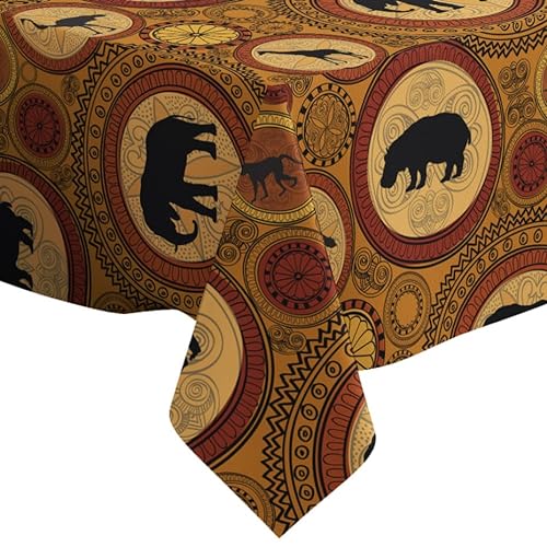 Afrikanisches ethnisches Muster – rechteckige Tischdecke aus Leinen (150 x 210 cm), waschbare dekorative Tischdecke von Xtremepads
