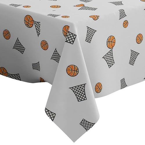 Basketball Sport Muster - Rechteckige Tischdecke aus Leinen (130 x 180 cm) waschbare dekorative Tischdecke von Xtremepads