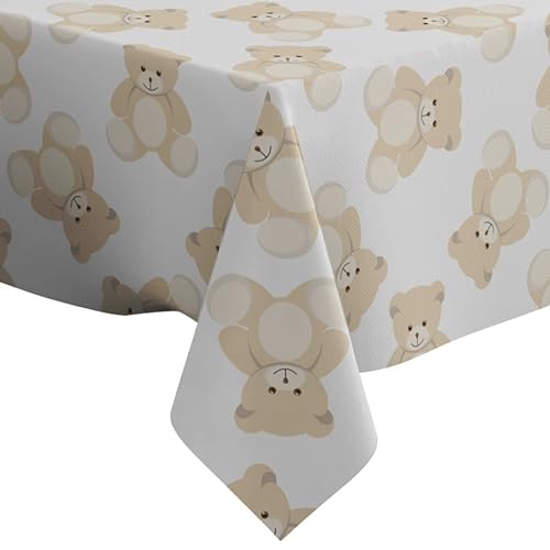 Teddybär-Muster – rechteckige Tischdecke aus Leinen (150 x 210 cm), waschbare dekorative Tischdecke von Xtremepads