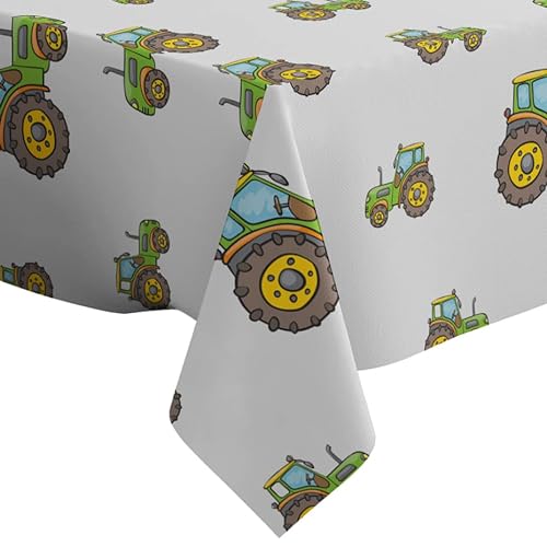 Traktor Transport Kinder Muster Muster – Rechteckige Leinen-Tischdecke (130 x 180 cm) waschbare dekorative Tischdecke von Xtremepads