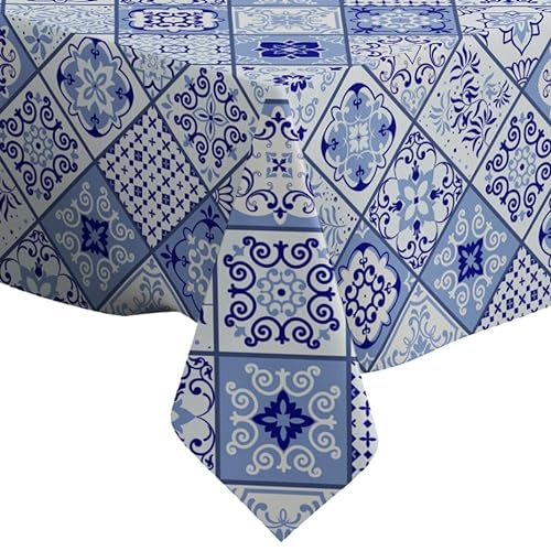 Vintage Portugal Muster – Rechteckige Leinen-Tischdecke (130 x 180 cm) waschbare dekorative Tischdecke von Xtremepads