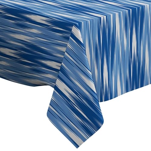 Xtremepads Blaues Ikat-Ogee-Muster, rechteckig, Leinen-Tischdecke, 152,4 x 259,1 cm, waschbare dekorative Tischdecke von Xtremepads