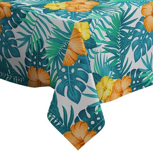 Xtremepads Sommer-Tischdecke, hawaiianisches exotisches Muster, rechteckig, Leinen, 152,4 x 259,1 cm, waschbar, dekorative Tischdecke von Xtremepads