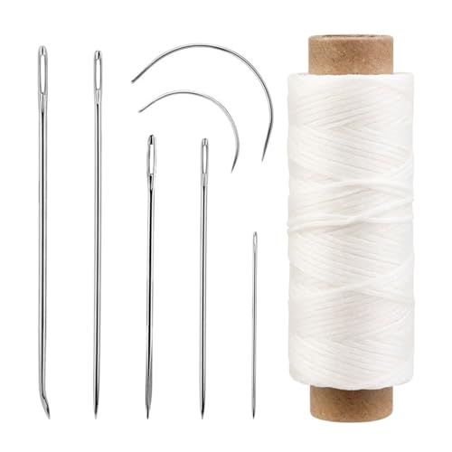 10er-Set Polsternadeln, gebogene Nadel, Leder-Nähnadel-Set mit gewachstem Faden, Leder-Nähwerkzeug für Leinwand 10er-Set Polsternadeln, gebogene Nadel, Leder-Nähnadel-Set mit gewachstem Faden, Leder-Nähwerkzeug für Leinwand von XuQiZZpp