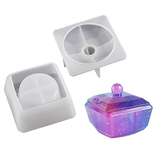 2 Stück Kristall-Epoxid-Aufbewahrungsbox-Formen, Schmuck-Geschenkbox, Silikonformen, Aufbewahrungsbox, Form Aschenbecher, Formen für Epoxidharz von XuQiZZpp