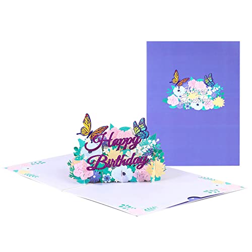 3D-Geburtstagskarte mit Blumen- und Schmetterlings-Motiv, Handschrift, Segen, Dankeskarte, Ornament zum Ausdruck von Segen 3D-Geburtstagskarte mit Blumen- und Schmetterlings-Motiv, Handschrift, Segen, Dankeskarte, Ornament zum Ausdruck von Segen von XuQiZZpp