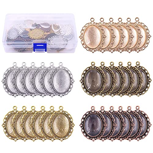 60-teiliges Anhänger-Tabletts aus Metall, flache Anhängerablagen, Lünette, ovale Basisringe 60-teiliges Anhänger-Tabletts aus Metall, flache Anhängerablagen, Lünette, ovale Basisringe von XuQiZZpp