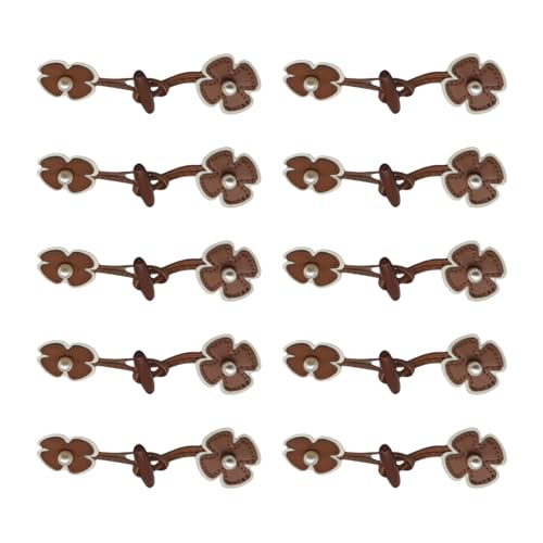 XuQiZZpp 10 x Blumen-Nähknöpfe mit Horn-Knebelverschluss, PU-Leder, Knebelverschluss, Nähzubehör für Mantel, Kleidung XuQiZZpp 10 x Blumen-Nähknöpfe mit Horn-Knebelverschluss, PU-Leder, Knebelverschluss, Nähzubehör für Mantel, Kleidung von XuQiZZpp