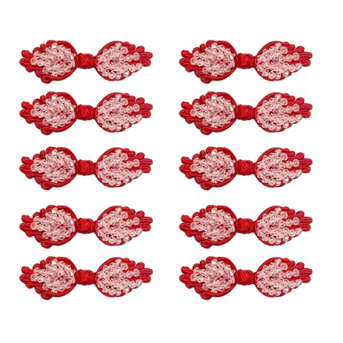 XuQiZZpp Chinesische Knotenknöpfe, handgefertigt, chinesische Verschlussknöpfe, traditionelle Nähknöpfe für Cheongsam-Schals, Pullover, 10 Stück von XuQiZZpp