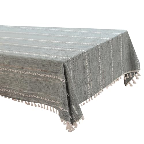 XuQiZZpp Dekorative Baumwoll-Leinen-Tischdeckenstreifen, Jacquard-Muster, stabil, lichtbeständig, Heimdekoration von XuQiZZpp