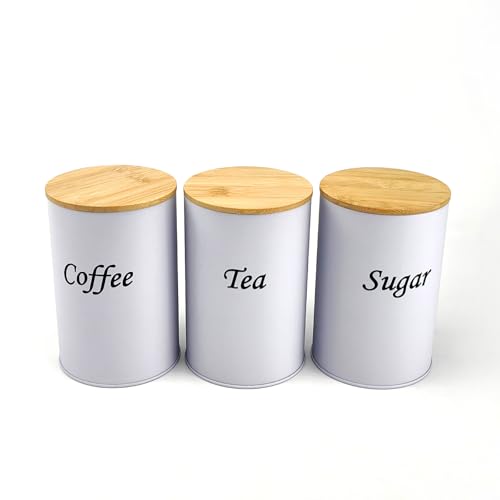 XuQiZZpp Moderner Bambusdeckel und Eisenbehälter für losen Tee, Kaffee und Süßigkeiten, Lebensmittelbehälter, Glas, Küchenorganizer von XuQiZZpp