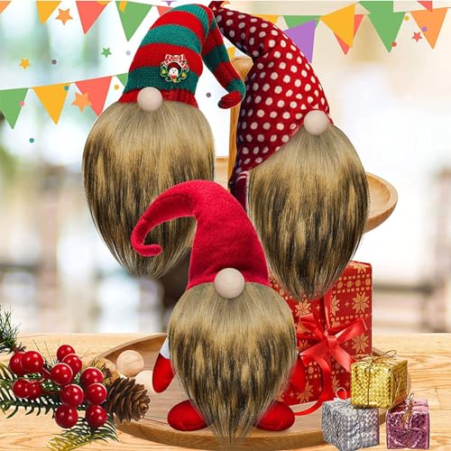 XuQiZZpp Perlen und künstliche Bärte, 6 Stück/Set, künstlicher Zwergbart, Holzperlen für Weihnachten, Plüsch, für Puppen, handgefertigtes Zubehör von XuQiZZpp