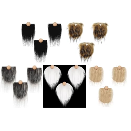 XuQiZZpp Perlen und künstliche Bärte, 6 Stück/Set, künstlicher Zwergbart, Holzperlen für Weihnachten, Plüsch, für Puppen, handgefertigtes Zubehör von XuQiZZpp