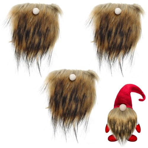 XuQiZZpp Perlen und künstliche Bärte, 6 Stück/Set, künstlicher Zwergbart, Holzperlen für Weihnachten, Plüsch, für Puppen, handgefertigtes Zubehör von XuQiZZpp