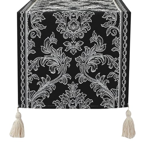XuQiZZpp Tischläufer mit Quastenbesatz, dekorative Polyester-Tischdecke für Küche, Esstisch, Dekoration von XuQiZZpp