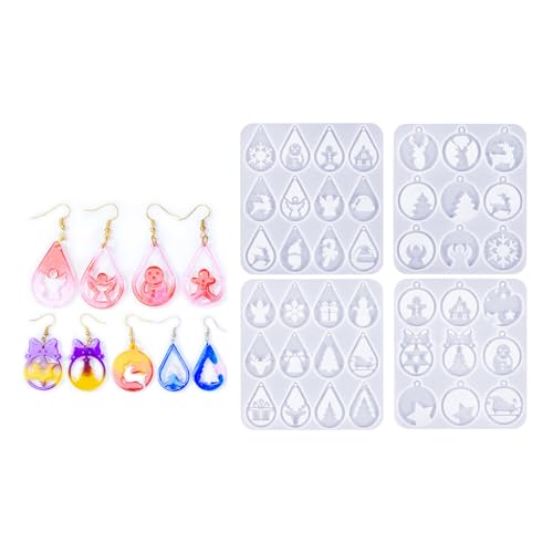 4 x Weihnachts-Ohrring-Form, auffällige Ohrringe, Epoxidharz-Form, individuelle Schmuckherstellung, Formen für Bastelliebhaber, Weihnachtsbastelwerkzeuge 4 x Weihnachts-Ohrring-Form, auffällige Ohrringe, Epoxidharz-Form, individuelle Schmuckherstellung, Formen für Bastelliebhaber, Weihnachtsbastelwerkzeuge von Xuancai