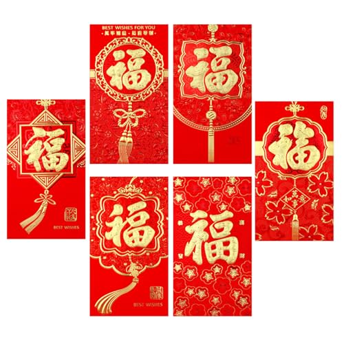 6 x künstlerische Geldumschläge aus stabilem Papier zur Verbesserung der Festivalatmosphäre bei verschiedenen Anlässen von Xuancai