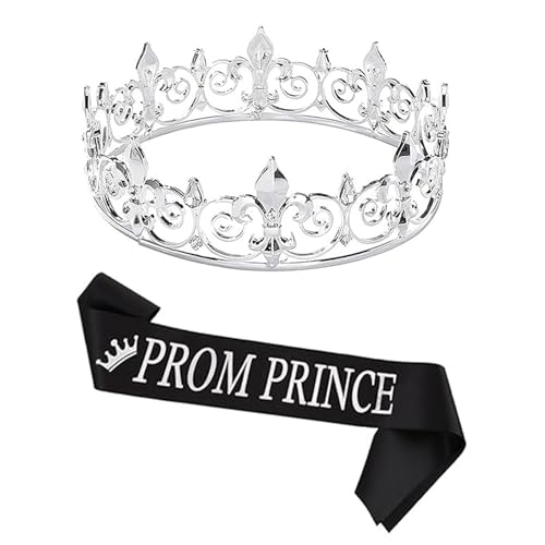Ballkönigskronen und Geburtstagsschärpen für Geburtstagsfeier, Strasssteine, Kronen und Schärpen für Bräutigam, Party-Requisiten, Versorgung, Tanzdarsteller, Prom Prince Silver B, Einheitsgröße Ballkönigskronen und Geburtstagsschärpen für Geburtstagsfeier, Strasssteine, Kronen und Schärpen für Bräutigam, Party-Requisiten, Versorgung, Tanzdarsteller, Prom Prince Silver B, Einheitsgröße von Xuancai