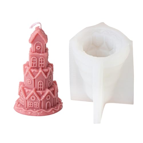 Hausform-Formen, Weihnachtshäuser, Silikon, Ornament-Formen, Epoxidharz, Gips, Hausform, Silikon, Weihnachten, handgefertigte Gussteile von Xuancai
