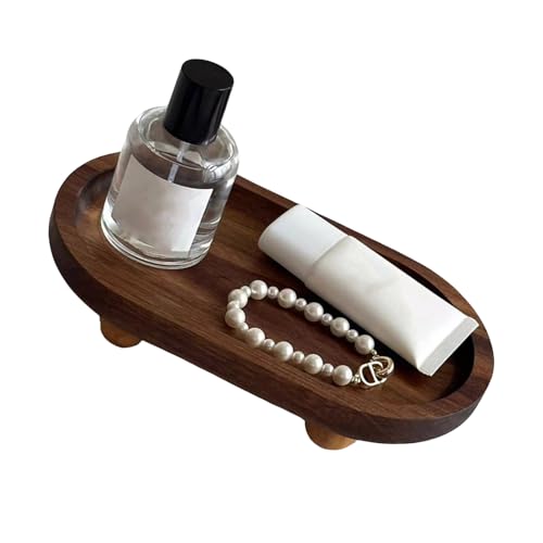Holz-Kosmetiktablett mit strukturiertem Schmuck-Organizer, eleganter Holz-Organizer für Kommode und Nachttisch, Parfümschale von Xuancai