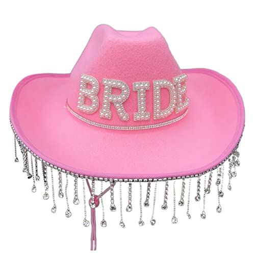 Xuancai Cowboyhut mit Strasssteinen, Quaste, Cowgirl, Junggesellinnenabschied, Brautschmuck, Cowboy, Mrs Cowgirl, Junggesellinnenabschied Xuancai Cowboyhut mit Strasssteinen, Quaste, Cowgirl, Junggesellinnenabschied, Brautschmuck, Cowboy, Mrs Cowgirl, Junggesellinnenabschied von Xuancai