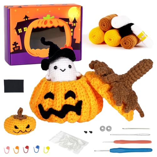 Xuancai Halloween-Kürbis-Häkelset für Anfänger mit Video-Tutorial Anleitung Häkelnadel Stricknadel Garne Xuancai Halloween-Kürbis-Häkelset für Anfänger mit Video-Tutorial Anleitung Häkelnadel Stricknadel Garne von Xuancai
