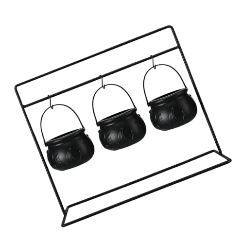 Xuancai Hexentöpfe aus Kunststoff, Halloween, Set mit rostbeständigen Metallhalterungen, für Tischdekoration, Party, gruselige Dekoration und Küchendekoration, Kunststoff von Xuancai