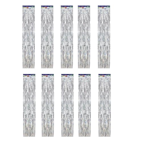 10 Stück 15 cm x 1 m schimmernde Fransen-Luftschlangen, einfaches Schneiden, Weihnachtsdekoration für Fenster, Türen, Wand, funktionale Party, Hochzeit, Quastenschnur von Xuanxi
