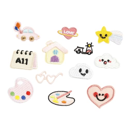 12 Stück Lovely House Aufnäher / Bügelbild Wolke bestickte Aufnäher Herz Nähen Patches Applikation Patches für Tasche von Xuanxi