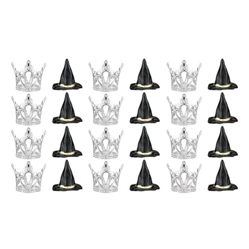 Cupcake-Topper mit Hexen-Motiv, Kronen und Hut, für Kindergeburtstag, Kucheneinsatz, Halloween-Party-Dekoration, Kuchendekoration für Kinder, 24 Stück von Xuanxi
