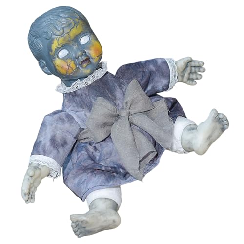 Xuanxi Gruselige Puppenfigur mit beleuchtetem Gesicht und erschreckendem Soundeffekt Gruselige Sitzpuppe von Xuanxi