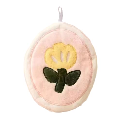 Xuanxi Handtuch mit elegantem Blumendruck, schnell trocknend, Plüschstoff, hautfreundlich, Badezimmer, Küche, mit Aufhängeschlaufe, Korallen-Fleece-Hand von Xuanxi