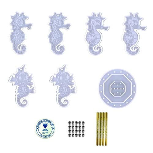 Xuanxi Silikonform, 1 Set Hippocampus, glänzende Silikonform, Wandmontage, Windspiel, DIY, Schlüsselanhänger, Anhänger, Epoxidharz, Bastelform von Xuanxi
