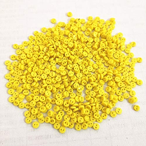 Xucus 250 Stück in 11 Farben, 3 mm, Mini-Knöpfe aus Kunststoff, rund, für Puppen, weiches Spielzeug, Nähen, Kleidung, 2 Löcher, Puppenzubehör – (Gelb) von Xucus