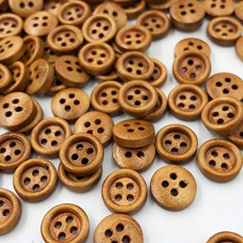 Xucus 50/100 Stück 8 mm kleine braune Holzknöpfe 4 Löcher Handwerk Kleidung Nähen Dekor Knöpfe WB532 - (Farbe: 100 Stück) von Xucus