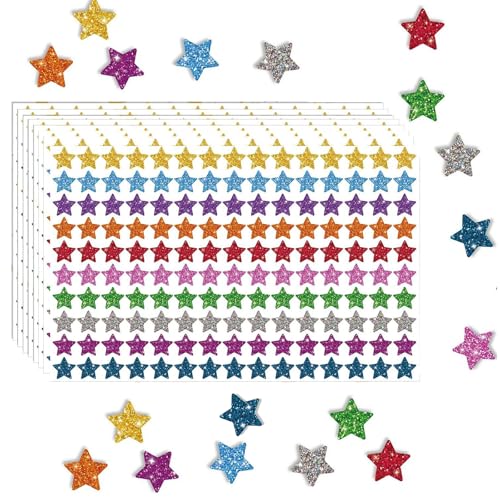 10 Bögen 1500 Blätter Stern Aufkleber, Star Sticker, 1 cm Kinder Belohnungssticker Bunte Glitzer Sticker, für Valentinstag Ostern Hochzeit Gästebuch, Scrapbooking, Hervorgehobene Markierungen, DIY - H 10 Bögen 1500 Blätter Stern Aufkleber, Star Sticker, 1 cm Kinder Belohnungssticker Bunte Glitzer Sticker, für Valentinstag Ostern Hochzeit Gästebuch, Scrapbooking, Hervorgehobene Markierungen, DIY - H von Xuigort