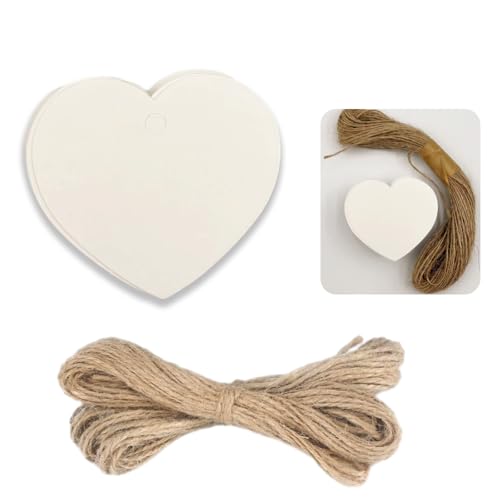 100 Stück Herz Kraftpapier Anhänger, Weiße Geschenkanhänger Kärtchen zum Beschriften, Hochzeit Herz Etiketten mit Schnur, für Party Geburtstag Valentinstag Christmas 100 Stück Herz Kraftpapier Anhänger, Weiße Geschenkanhänger Kärtchen zum Beschriften, Hochzeit Herz Etiketten mit Schnur, für Party Geburtstag Valentinstag Christmas von Xuigort