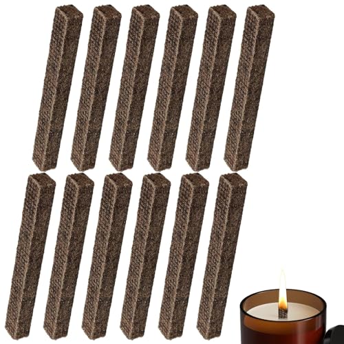 12 Stück Kerzenfresser Ersatzdocht, Dauerdocht Kerzendocht, Dauerdocht für Wachsfresser, Wachsfeuer Docht aus Holz, Dochte für Kerzen, für Betonfeuer Kerzenreste Outdoor (120 x 12 x 12 mm) von Xuigort
