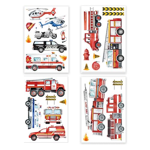 4 PCS Wandtattoo Feuerwehrauto, Wandtattoo Feuerwehr Wandaufkleber Autos Polizei Transporte Fahrzeug Feuerwehrauto Aufkleber, Junge Babyzimmer Wanddeko 4 PCS Wandtattoo Feuerwehrauto, Wandtattoo Feuerwehr Wandaufkleber Autos Polizei Transporte Fahrzeug Feuerwehrauto Aufkleber, Junge Babyzimmer Wanddeko von Xuigort
