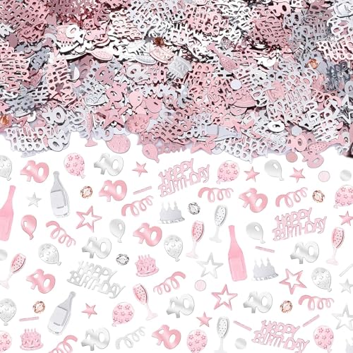 40 Geburtstag Konfetti Tischdeko, Rosegold Silber Tischkonfetti, Jubiläum Hochzeit Konfetti Tischdeko, für Geburtstagsfeier, Taschen, Einladungen, Tortenständer (30g) von Xuigort