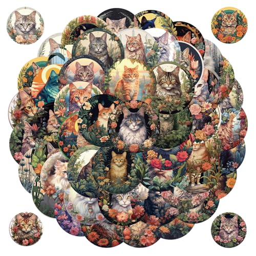 50 Stück Katze Aufkleber, Cat Sticker Wasserfarben Katze Aufkleber Set Niedlich Deko, für Laptop, Stoßstange, Skateboard, Wasserflaschen, Computer, Telefon, Gitarre, Cartoon-Aufkleber für Kinder, Teen 50 Stück Katze Aufkleber, Cat Sticker Wasserfarben Katze Aufkleber Set Niedlich Deko, für Laptop, Stoßstange, Skateboard, Wasserflaschen, Computer, Telefon, Gitarre, Cartoon-Aufkleber für Kinder, Teen von Xuigort