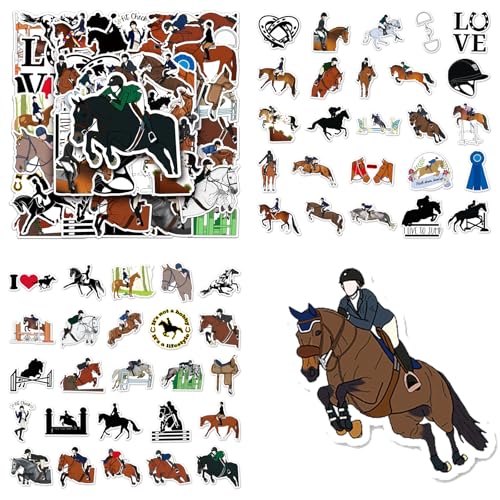 50 Stück Pferde Sticker Set, Graffiti Kinder Aufkleber, Wasserfeste Decal Pferde Reiter Sticker, für Auto Laptop Computer Skateboard Wasserflaschen Koffer Fahrrad Motorrad von Xuigort