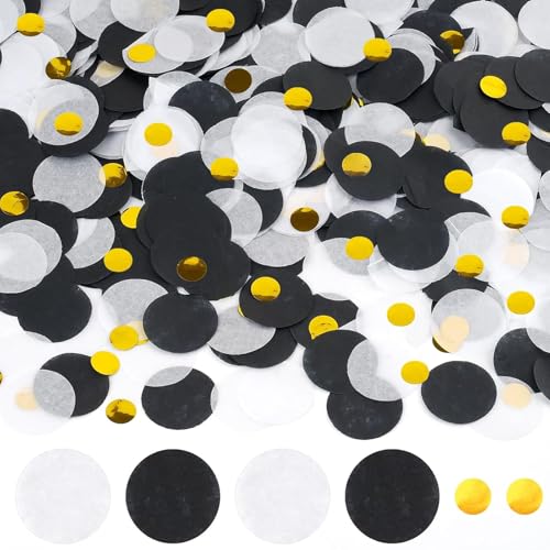 50g Konfetti Hochzeit Probuk, 2.5cm Schwarz Gold Weiß Mehrfarbige Runde Tissue Confetti Konfetti, Konfetti Geburtstag Hochzeit Streudeko Papier Konfetti für Geburtstag Hochzeit Party Dekoration 50g Konfetti Hochzeit Probuk, 2.5cm Schwarz Gold Weiß Mehrfarbige Runde Tissue Confetti Konfetti, Konfetti Geburtstag Hochzeit Streudeko Papier Konfetti für Geburtstag Hochzeit Party Dekoration von Xuigort