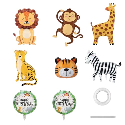 8 Stück Luftballon Tiere, Folienballon Geburtstag, Groß Löwe Zebra Affe Leopard Dschungel Tiere Folienballon für Kindergeburtstag Junge Mädchen Babyparty Party Deko 8 Stück Luftballon Tiere, Folienballon Geburtstag, Groß Löwe Zebra Affe Leopard Dschungel Tiere Folienballon für Kindergeburtstag Junge Mädchen Babyparty Party Deko von Xuigort
