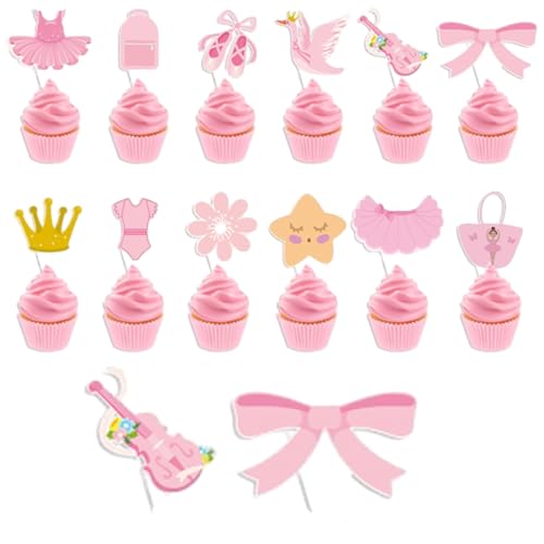 Babyparty Tortendeko Taufe Mädchen, 12 Stück Baby Cupcake Toppers, Geburtstag Baby Shower Party Deko, Babyparty Deko Mädchen für Taufe(Rosa) von Xuigort