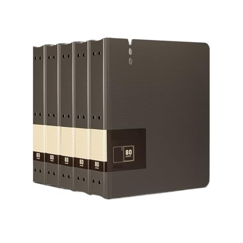 Dokumentenmappe Fächermappe 5 Stück 80 Seiten A4-Dateiordner mit transparenten Einsätzen, verdickter Datendatei-Aufbewahrungsbuch-Bürobedarf Schule Document Organizer(Grigio) von Xumh2024-3