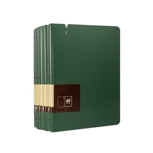 Dokumentenmappe Fächermappe 5 Stück A4-Aktenordner mit transparenten Einlagen, verdickte Datendatei-Aufbewahrungsbücher, Bürobedarf, 60 Seiten Schule Document Organizer(Green) von Xumh2024-3