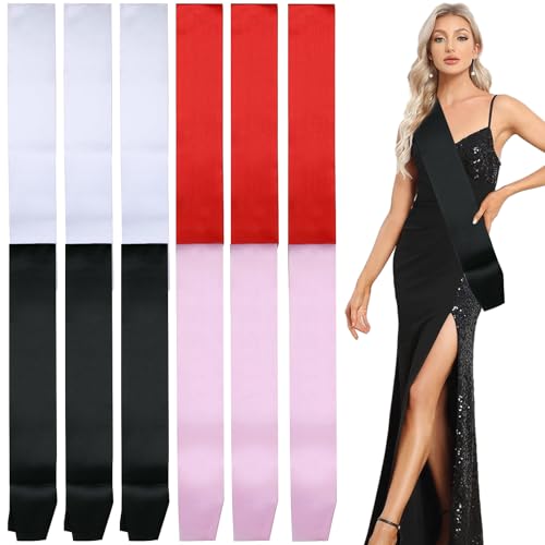 Xumier Leere Schärpe 12Stück DIY Plain Satin Sash Deko Schärpe Bride Party Schärpen Bride Plain Satin Sash Blanko Schärpe Weiß Rosa Für Geburtstag Junggesellenabschied Hochzeit Party von Xumier