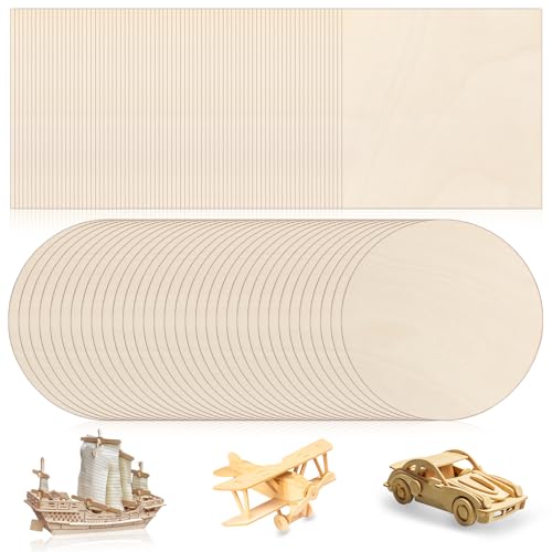 XunYee 100 Stück unlackierte Blanko-Holzstücke, 10,2 x 10,2 cm, kreisförmig und quadratisch, natürliche Holzscheiben, Ausschnittbrett für Heimwerker, Basteln, Heimdekoration, Malerei, Gravur XunYee 100 Stück unlackierte Blanko-Holzstücke, 10,2 x 10,2 cm, kreisförmig und quadratisch, natürliche Holzscheiben, Ausschnittbrett für Heimwerker, Basteln, Heimdekoration, Malerei, Gravur von XunYee